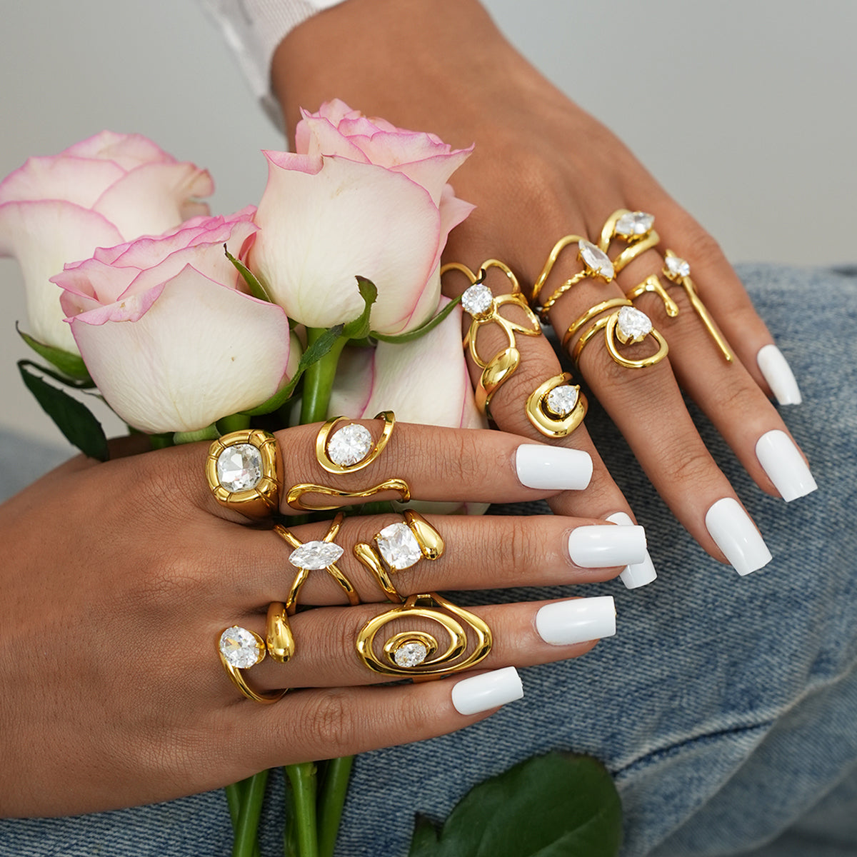 Cora Gold Tone Zircon Ring