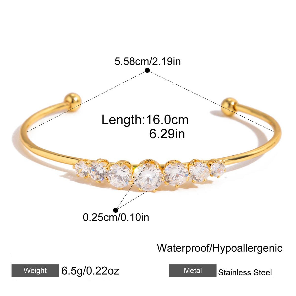 Blair Gold Tone Zircon Cuff Bracelet