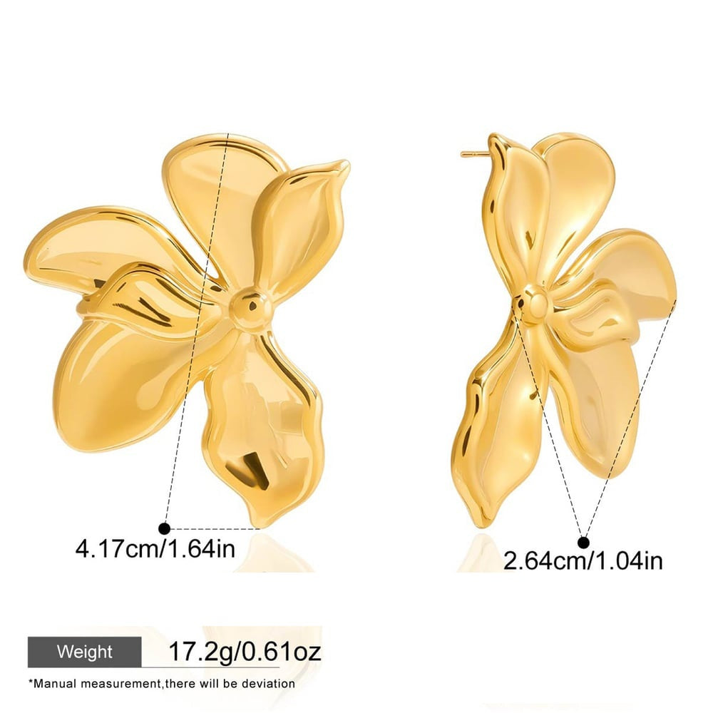 Olivia Gold Tone Flower Statement Earrings