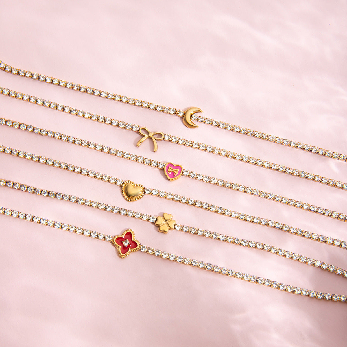Melody Gold Tone Zircon Moon Bracelet
