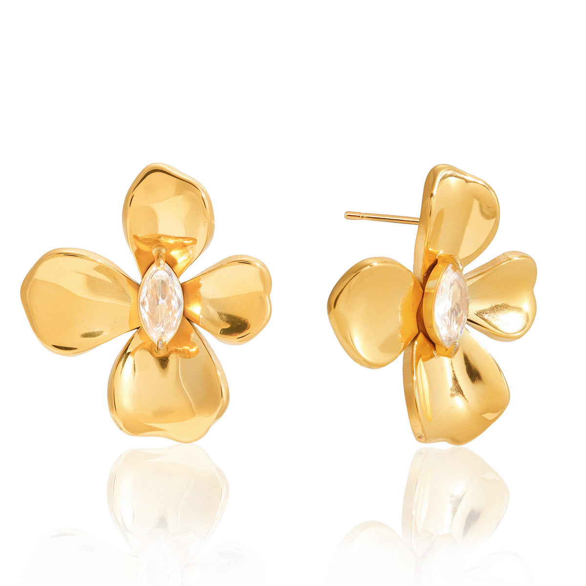 Everleigh Gold Tone Zircon Flower Earrings