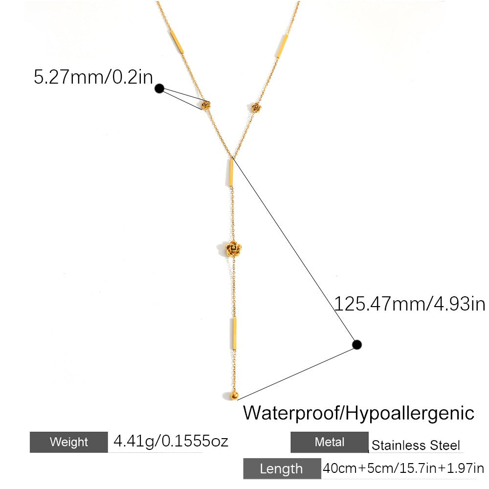 Catalina Gold Tone Flower Drop Necklace