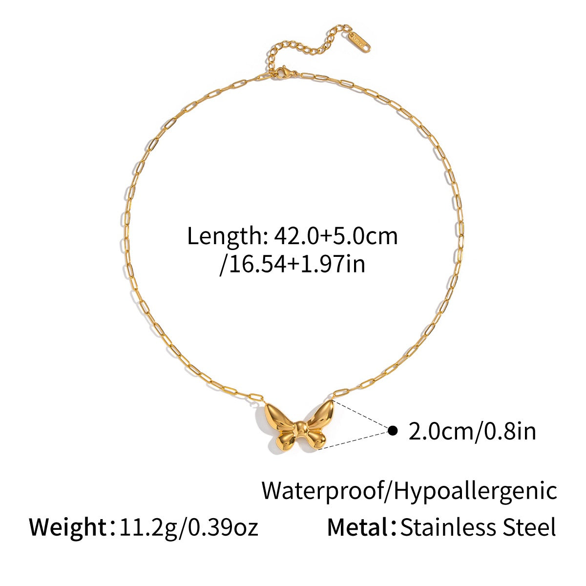 Bailey Gold Tone Butterfly Chain Necklace