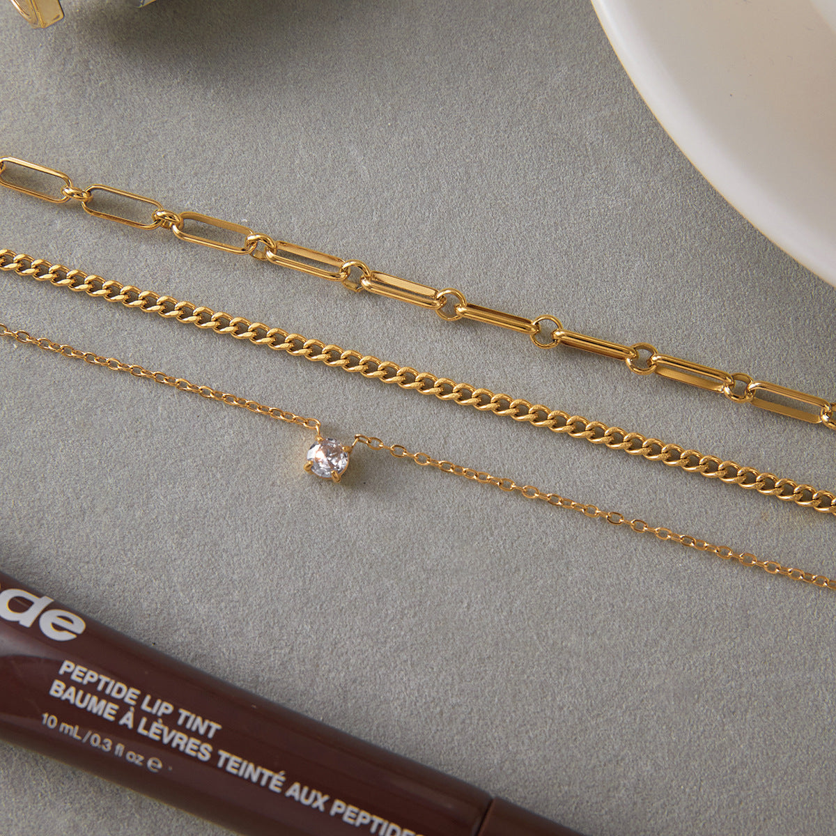 Rosalie Gold Tone Zircon Layered Necklace