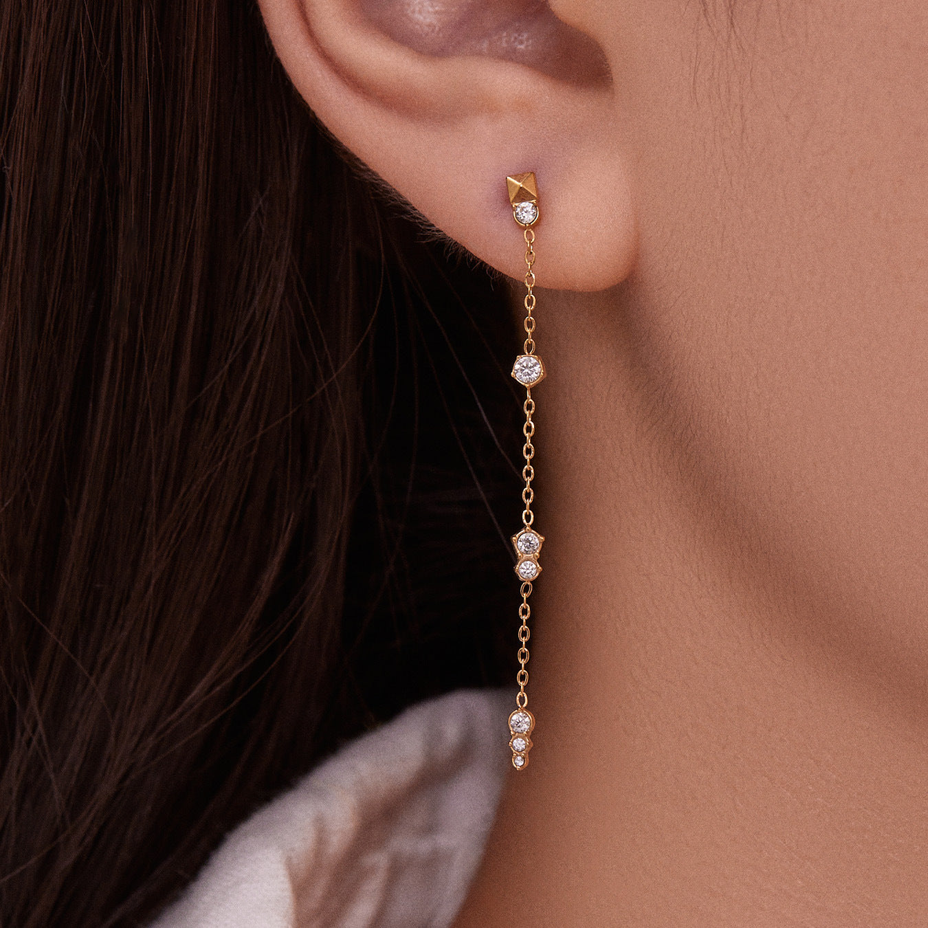 Eden Gold Tone Zircon Drop Earrings