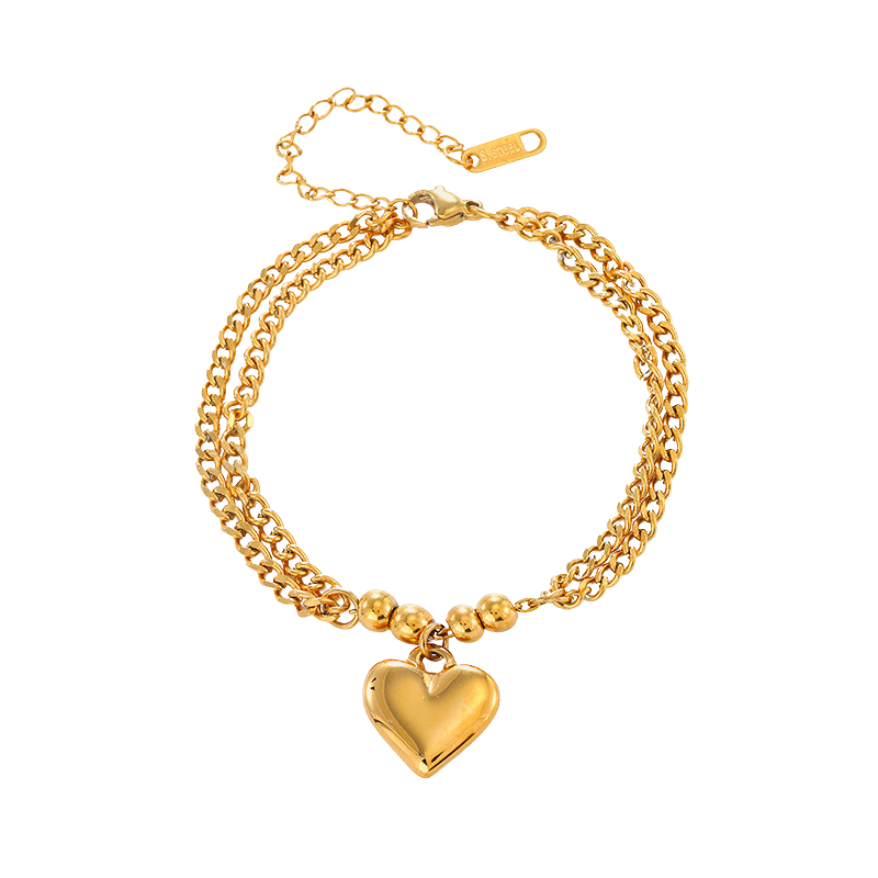 Isabel Gold Tone Heart Chain Bracelet