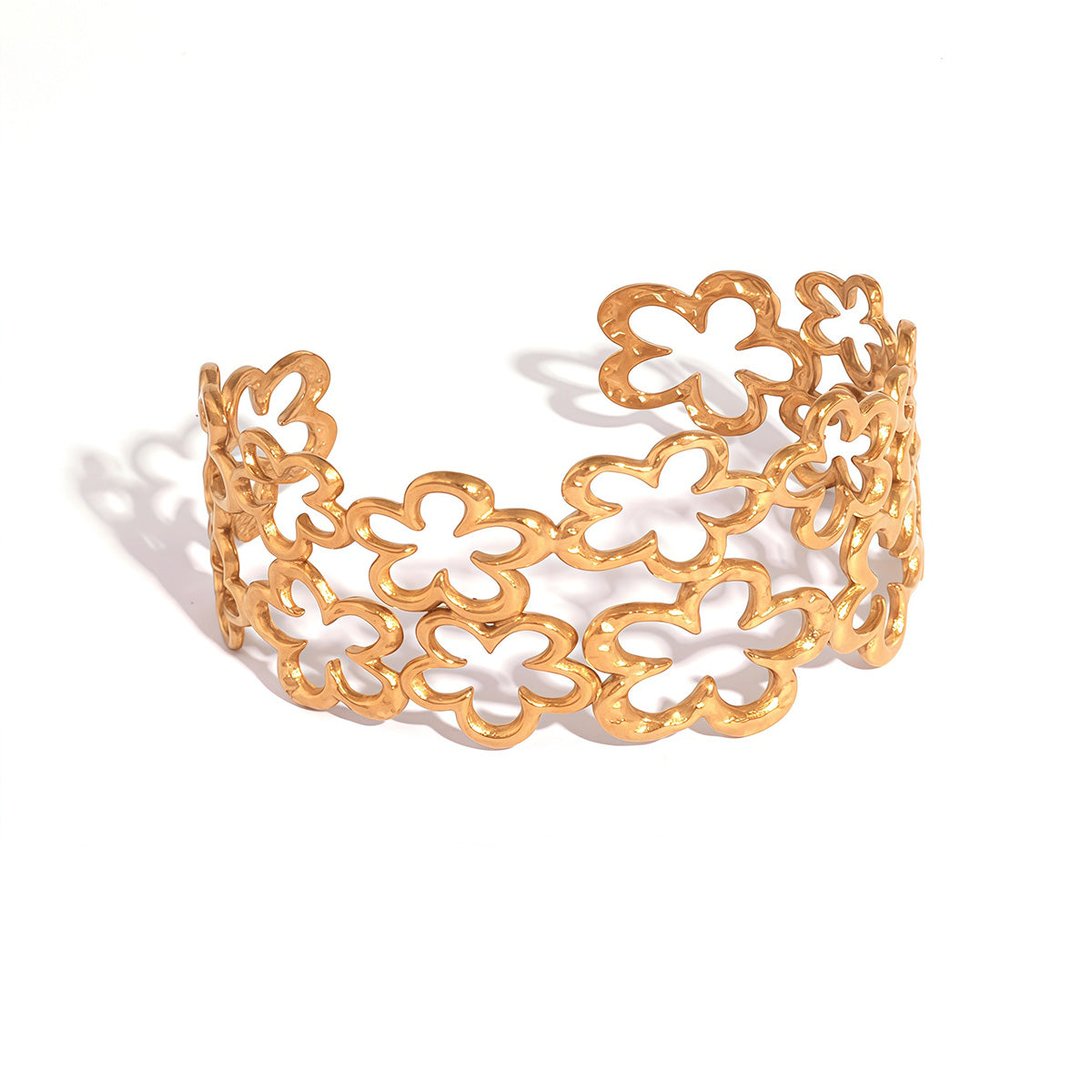 Josephine Gold Tone Flower Cuff Bracelet