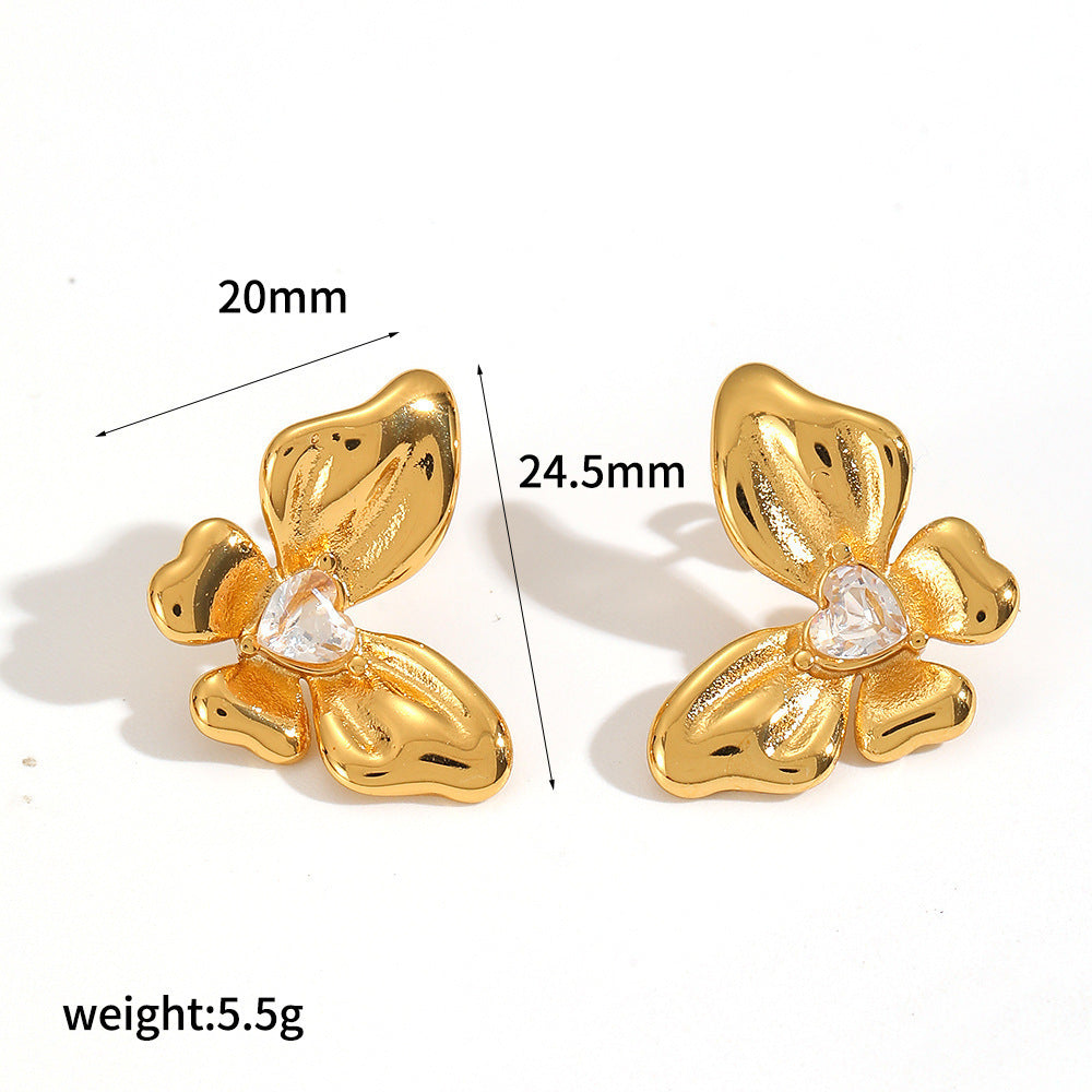 Cecilia Gold Tone Butterfly Zircon Earrings