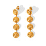 Evelyn Gold Hammer Pattern Round Dangle Earrings