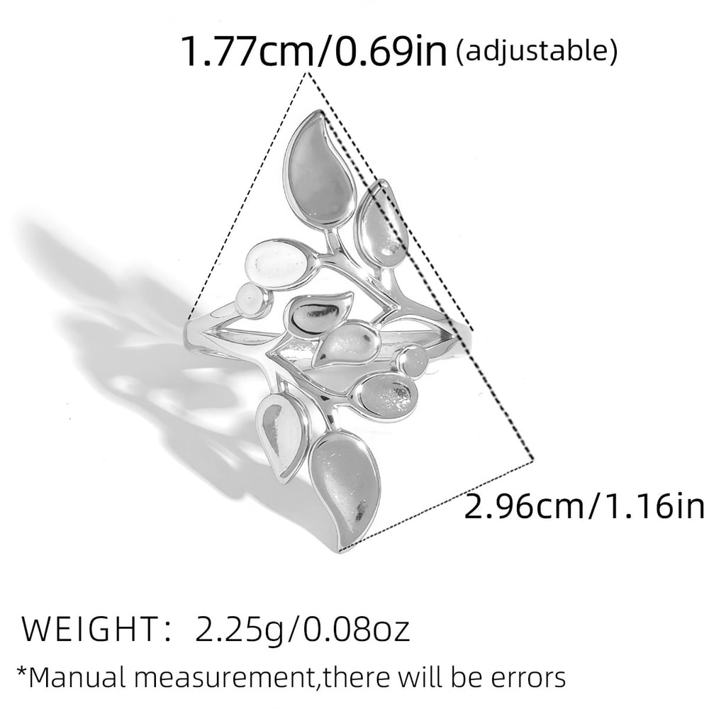 Aria Silver Tone Leaves Ring