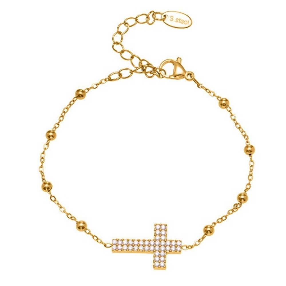 Eleanor Gold Tone Cross Zircon Bracelet