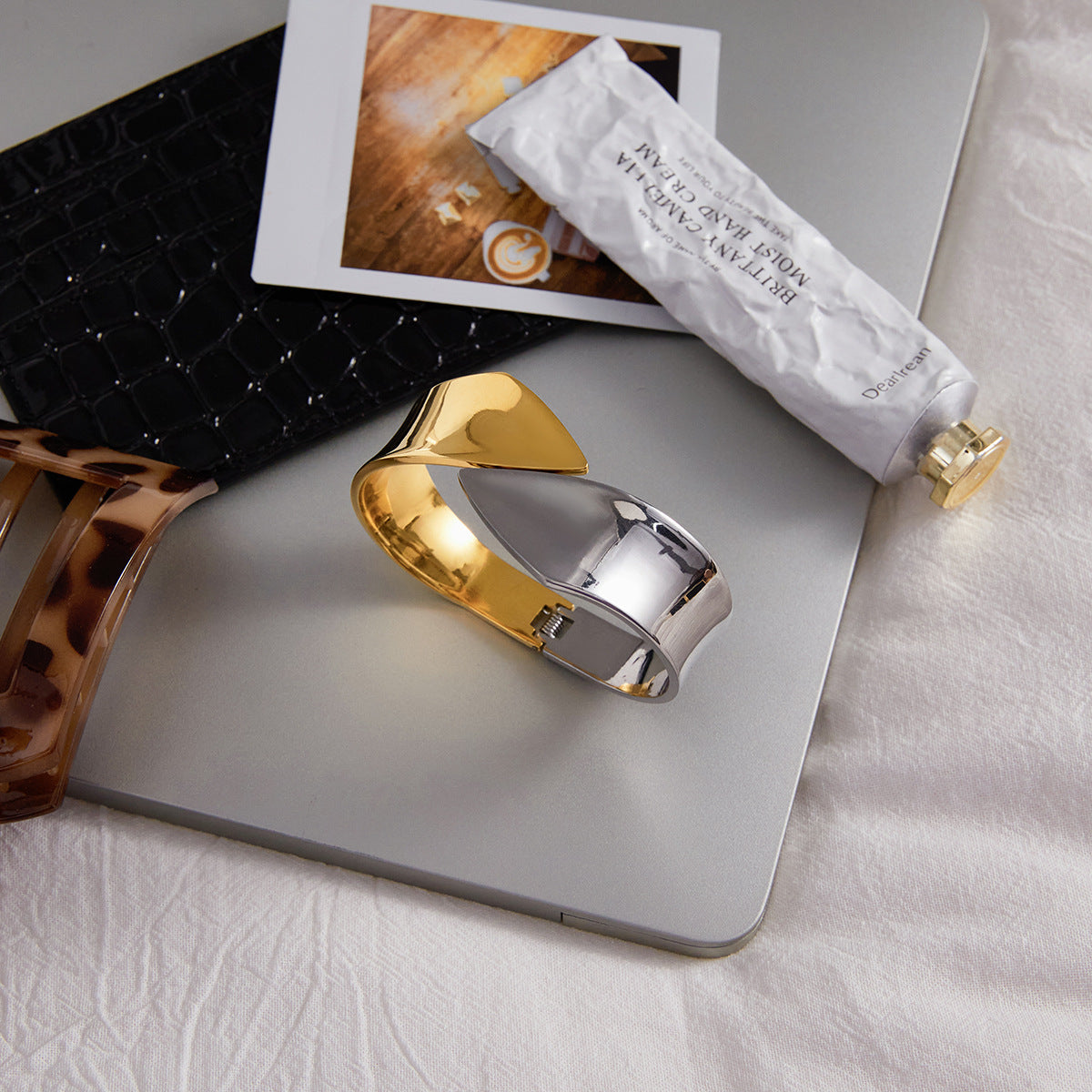Mabel Two Tone Statement Cuff Bracelet