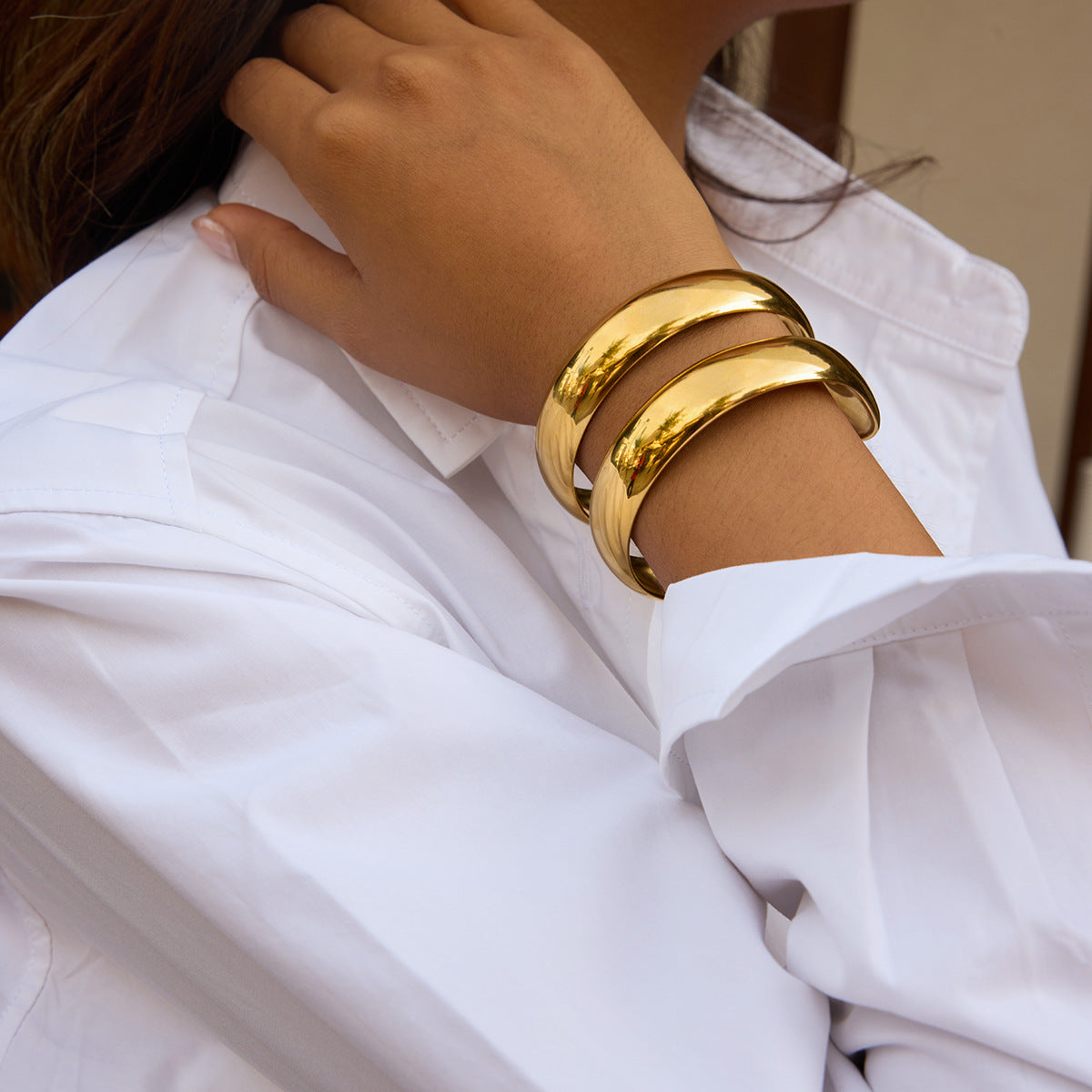 Jasmine Gold Tone Statement Cuff Bracelet