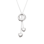 Allison Silver Tone Hearts Drop Necklace