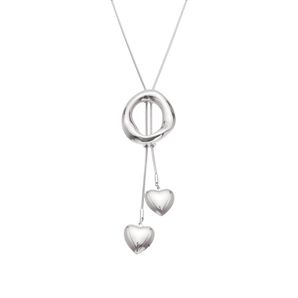 Allison Silver Tone Hearts Drop Necklace