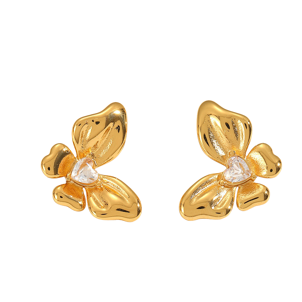 Cecilia Gold Tone Butterfly Zircon Earrings
