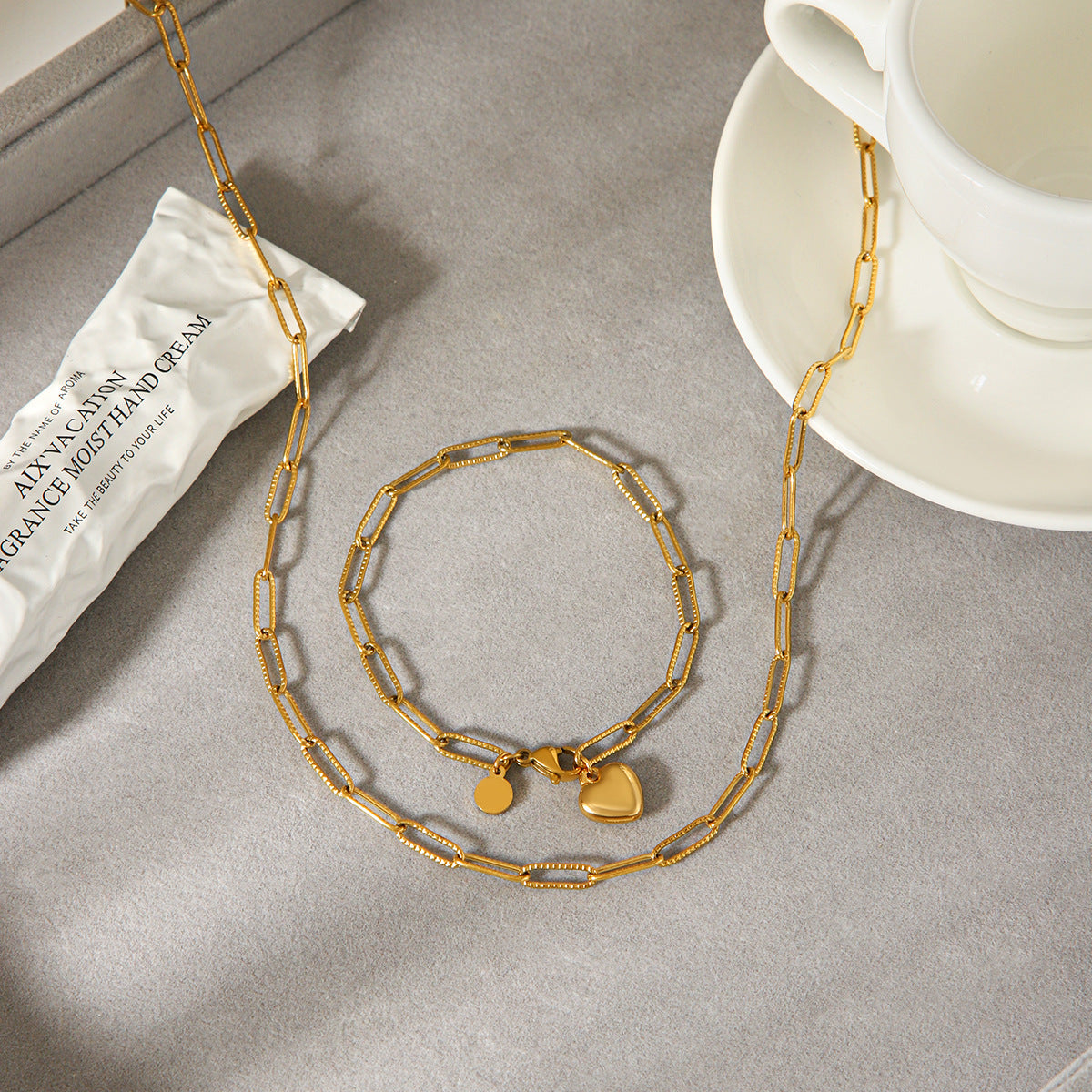 Ella Gold Tone Heart Chain Bracelet