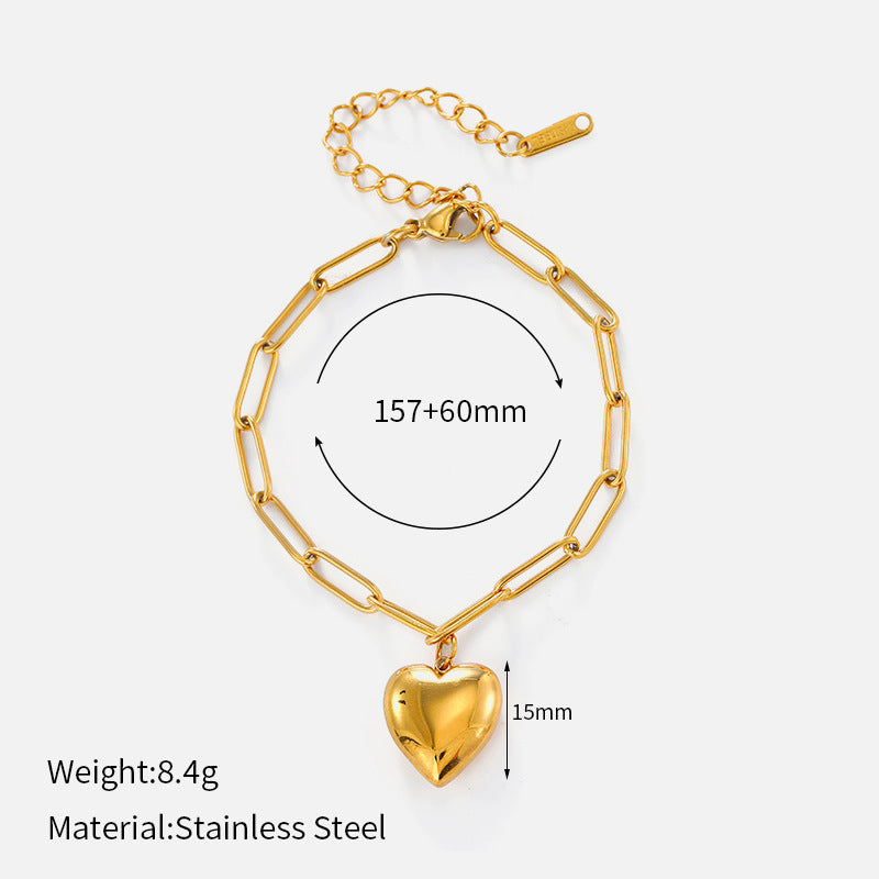 Freya Gold Tone Heart Chain Bracelet