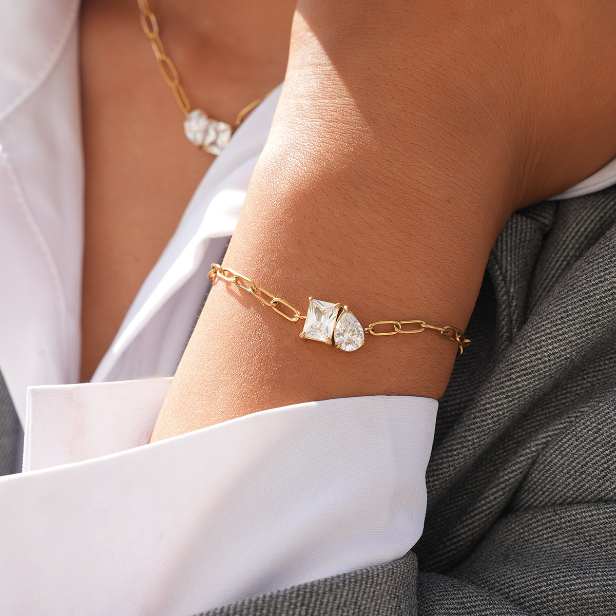 Clara Gold Tone Zircon Bracelet