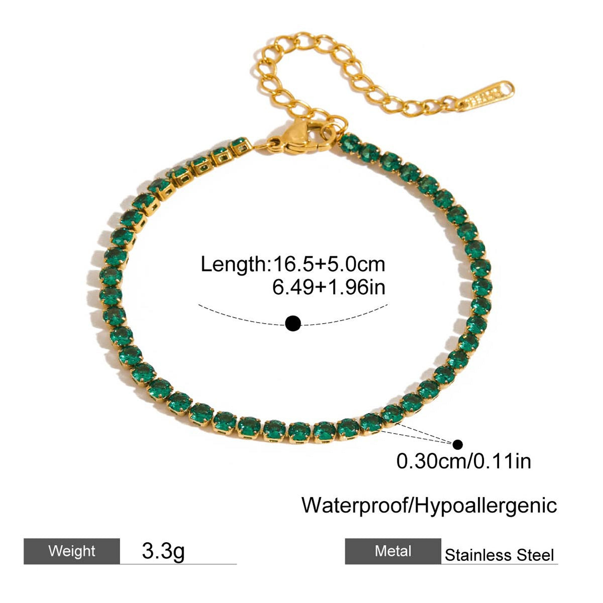 Elsie Gold Tone Green Zircon Bracelet