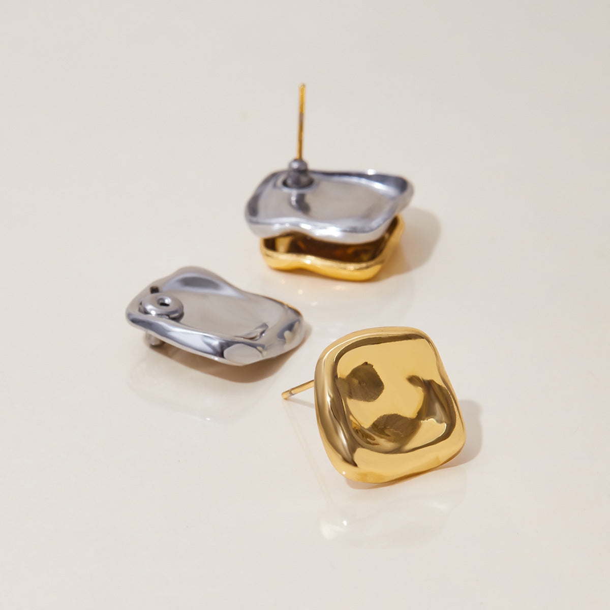 Charlie Two Tone Square Earrings
