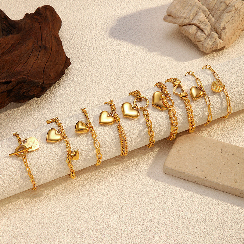 Ruth Gold Tone Heart Chain Bracelet