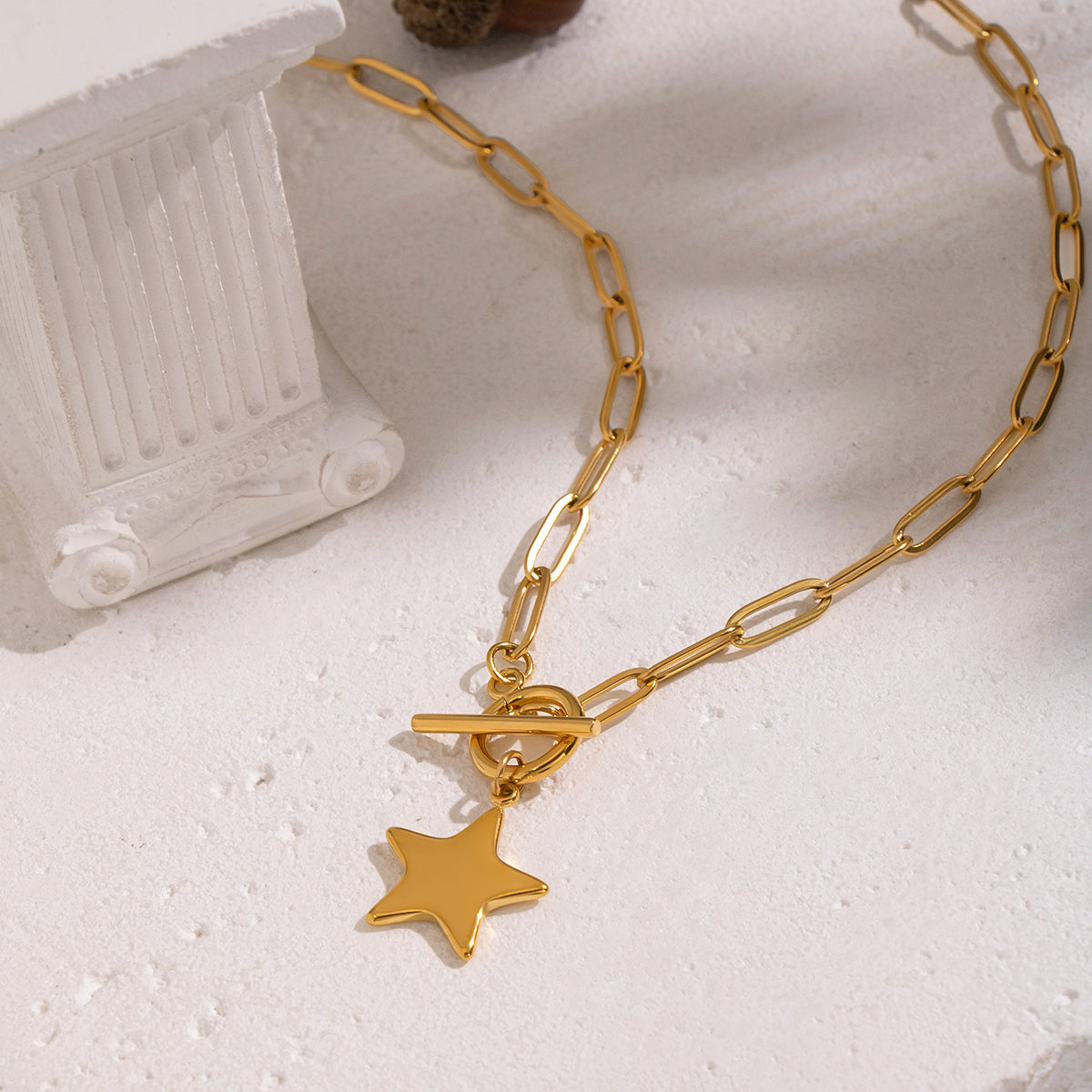 Quinn Gold Tone Star Chain Necklace