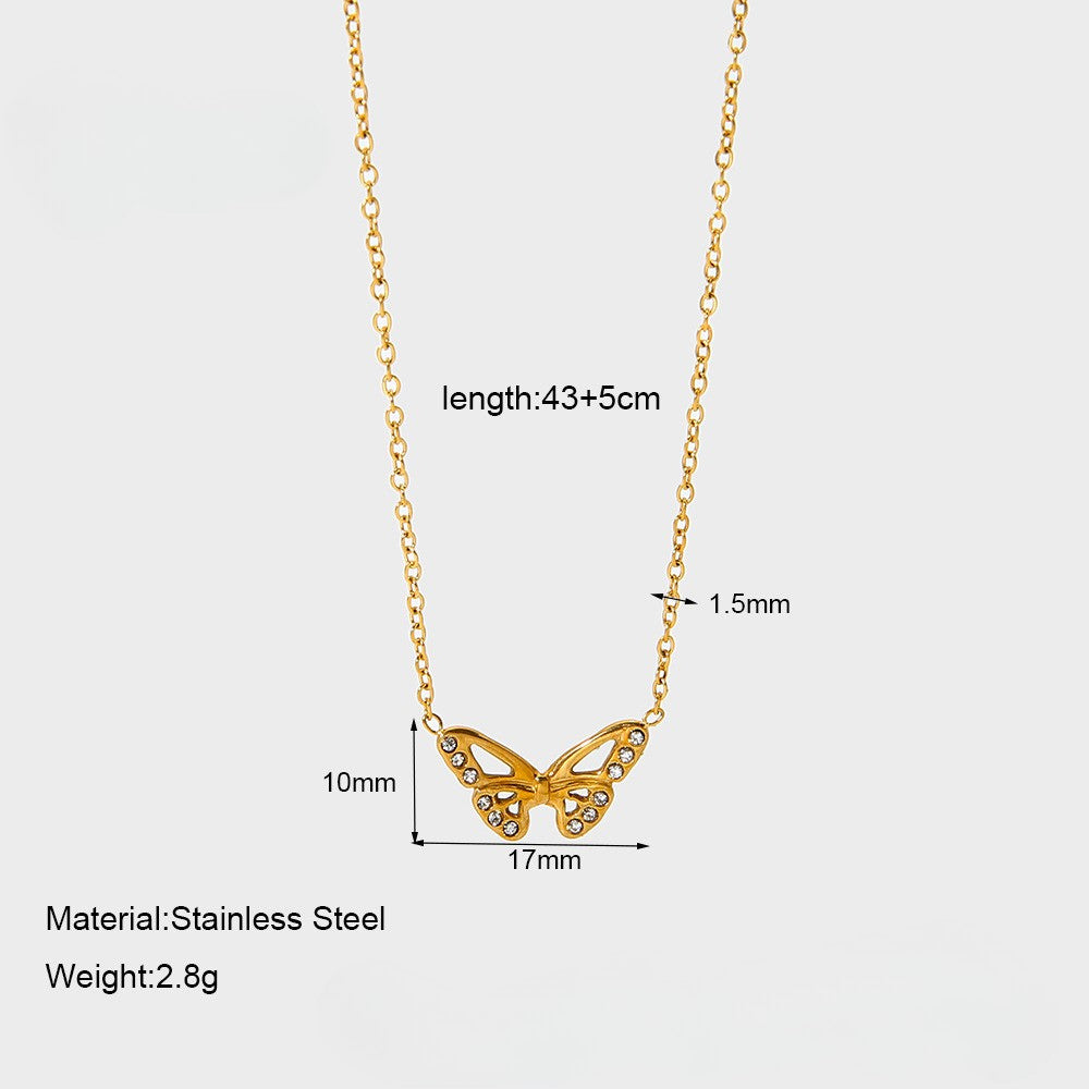 Oaklynn Gold Tone Butterfly Zircon Necklace