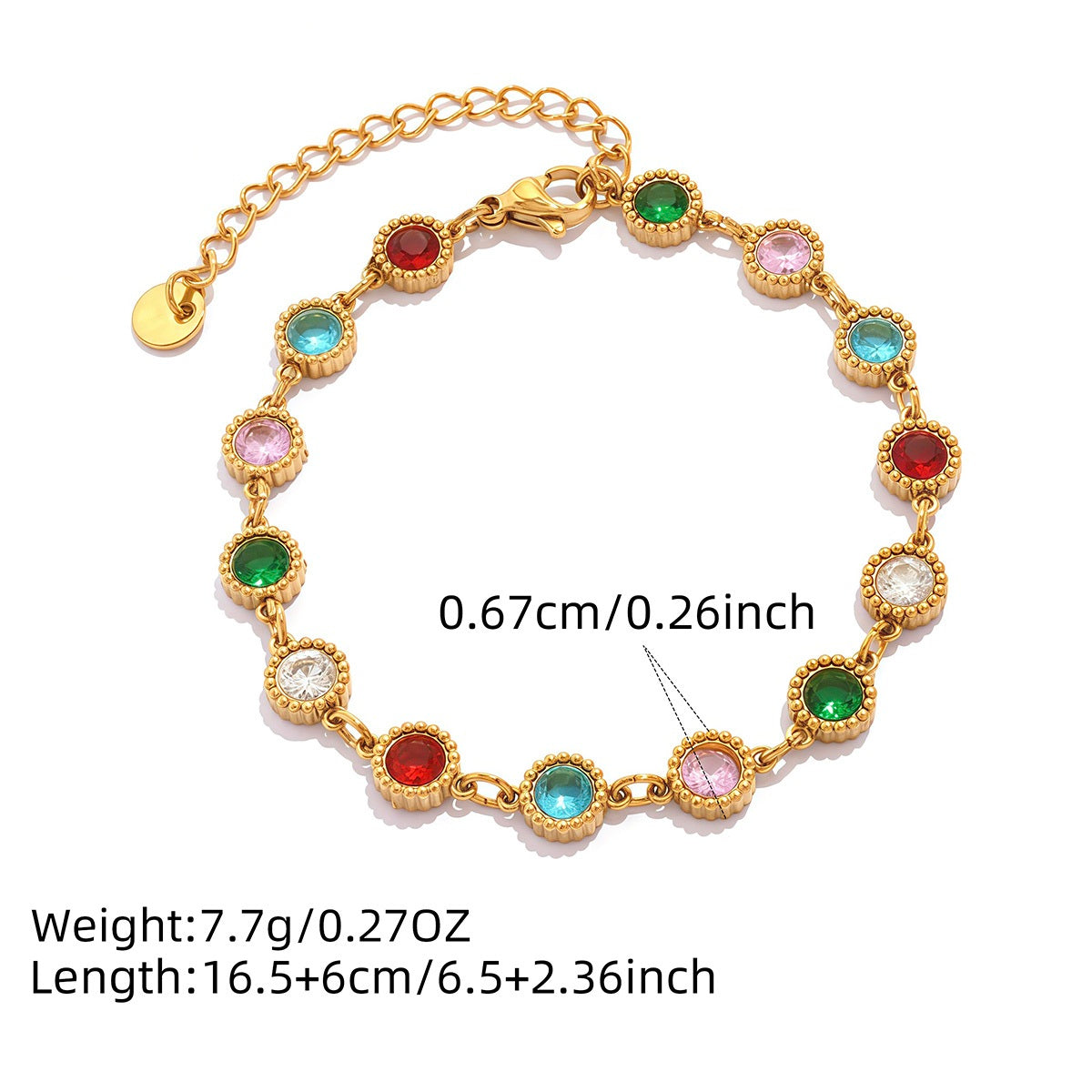 Breille Gold Tone Multi Colour Zircon Bracelet