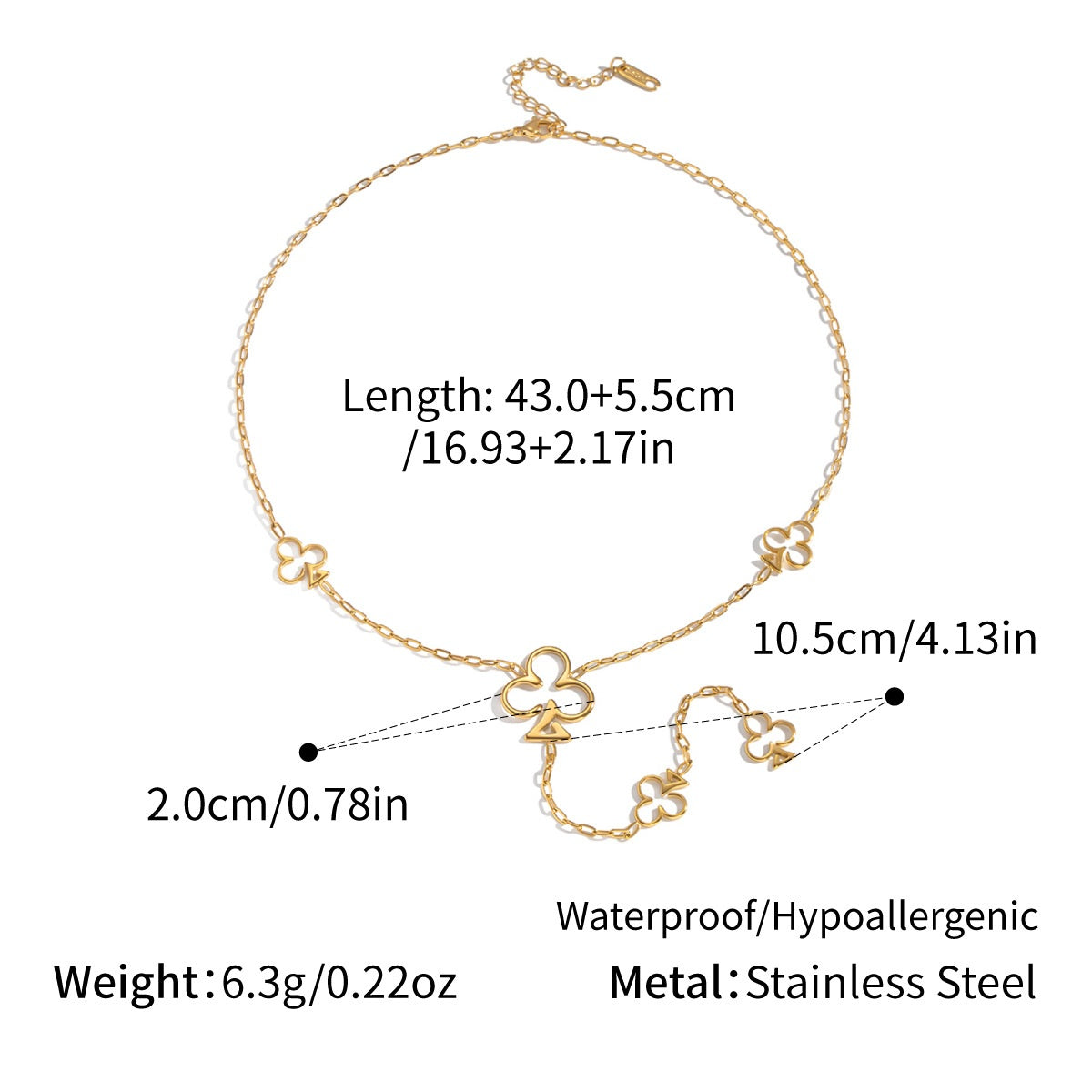 Arabella Gold Tone Clover Drop Necklace