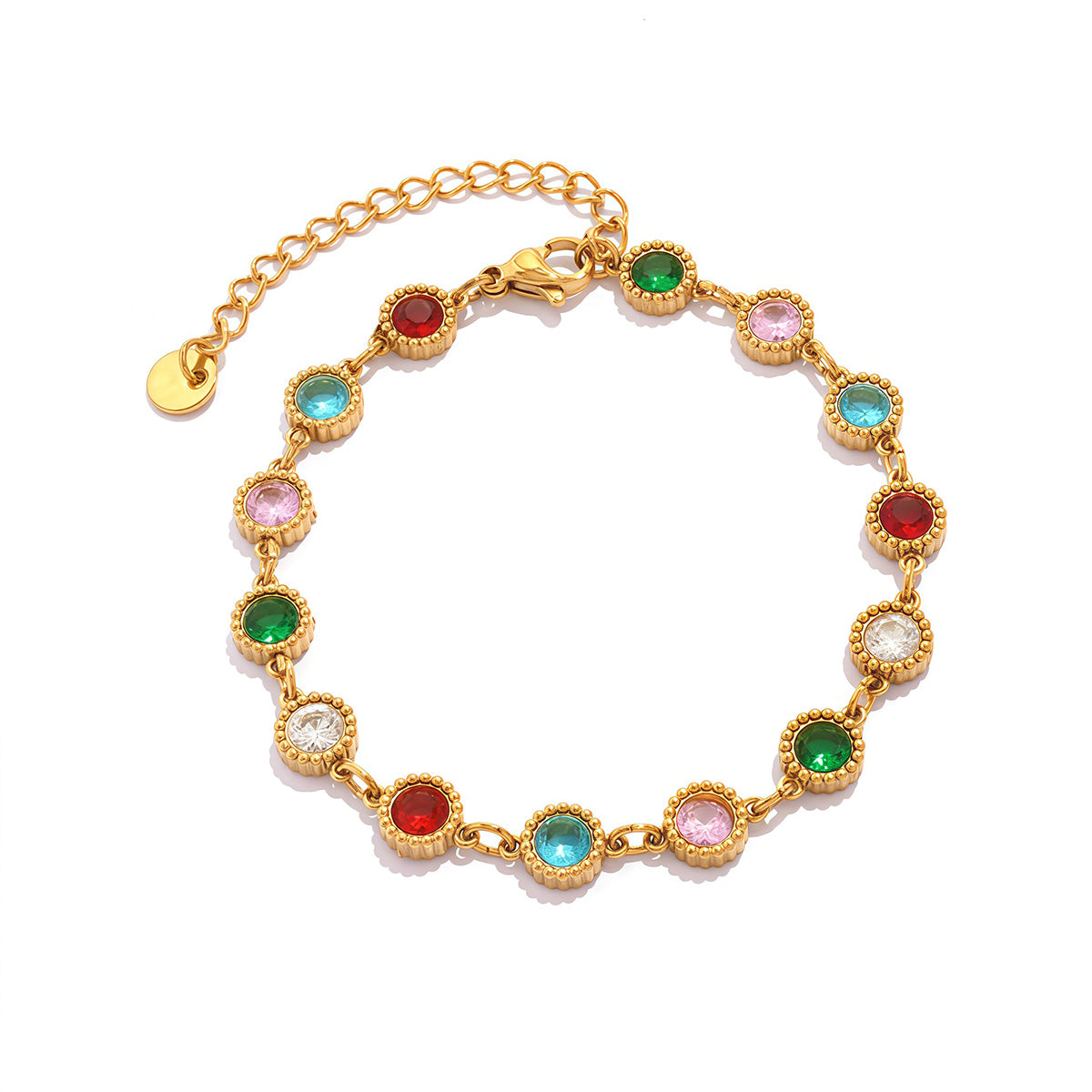 Breille Gold Tone Multi Colour Zircon Bracelet