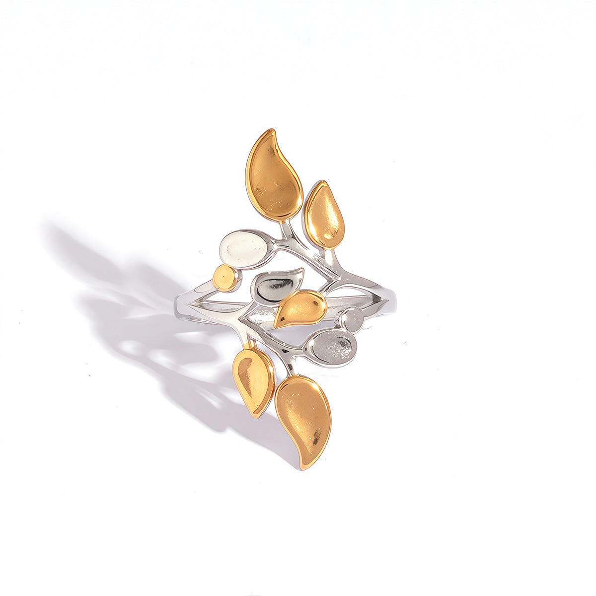 Aria Two Tone Leaves Ring