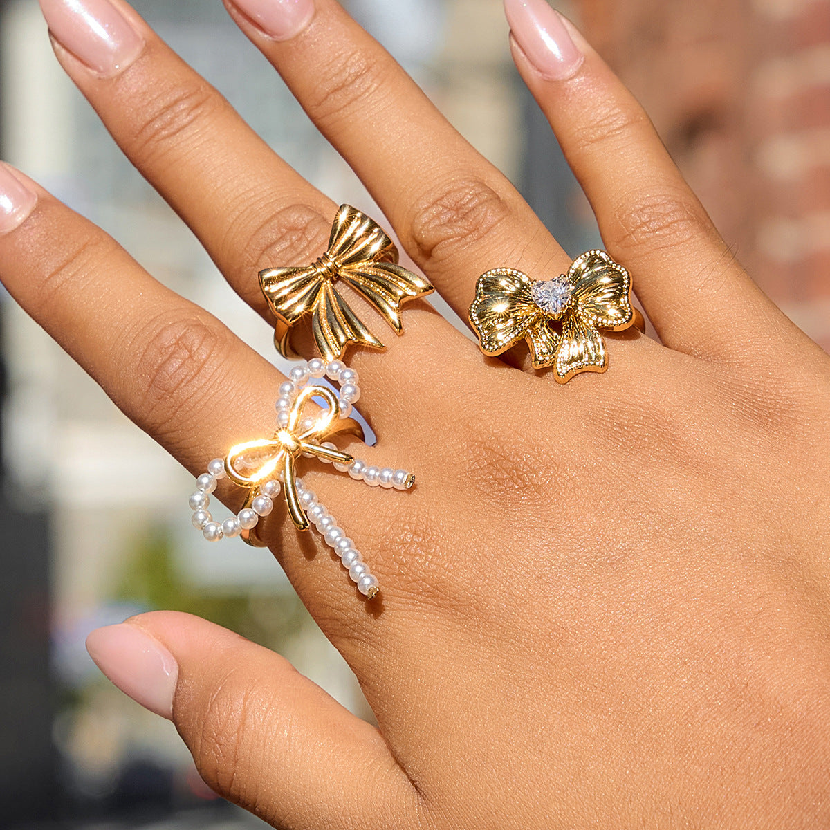 Hannah Gold Tone Bow Knot Ring