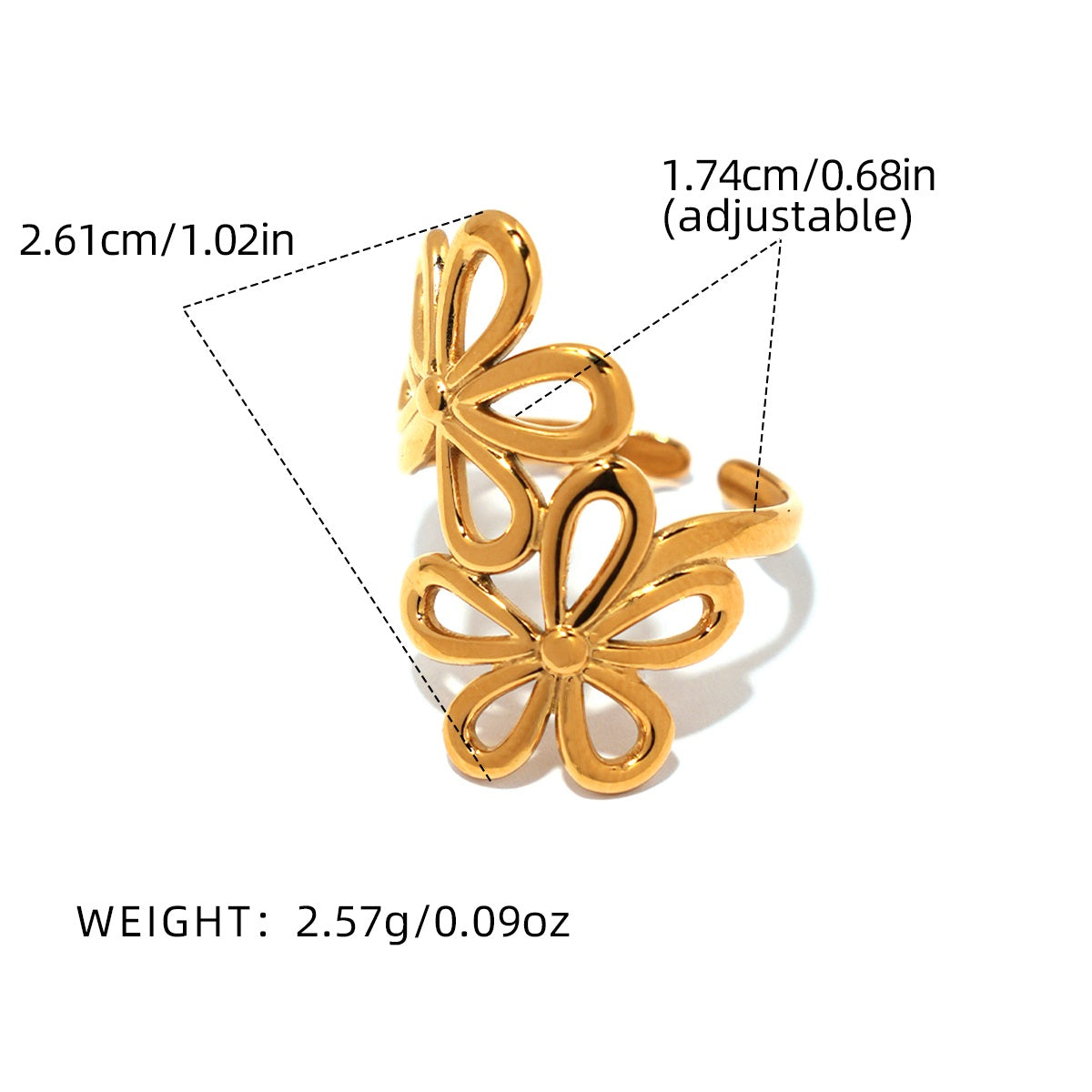 Annie Gold Tone Flowers Ring
