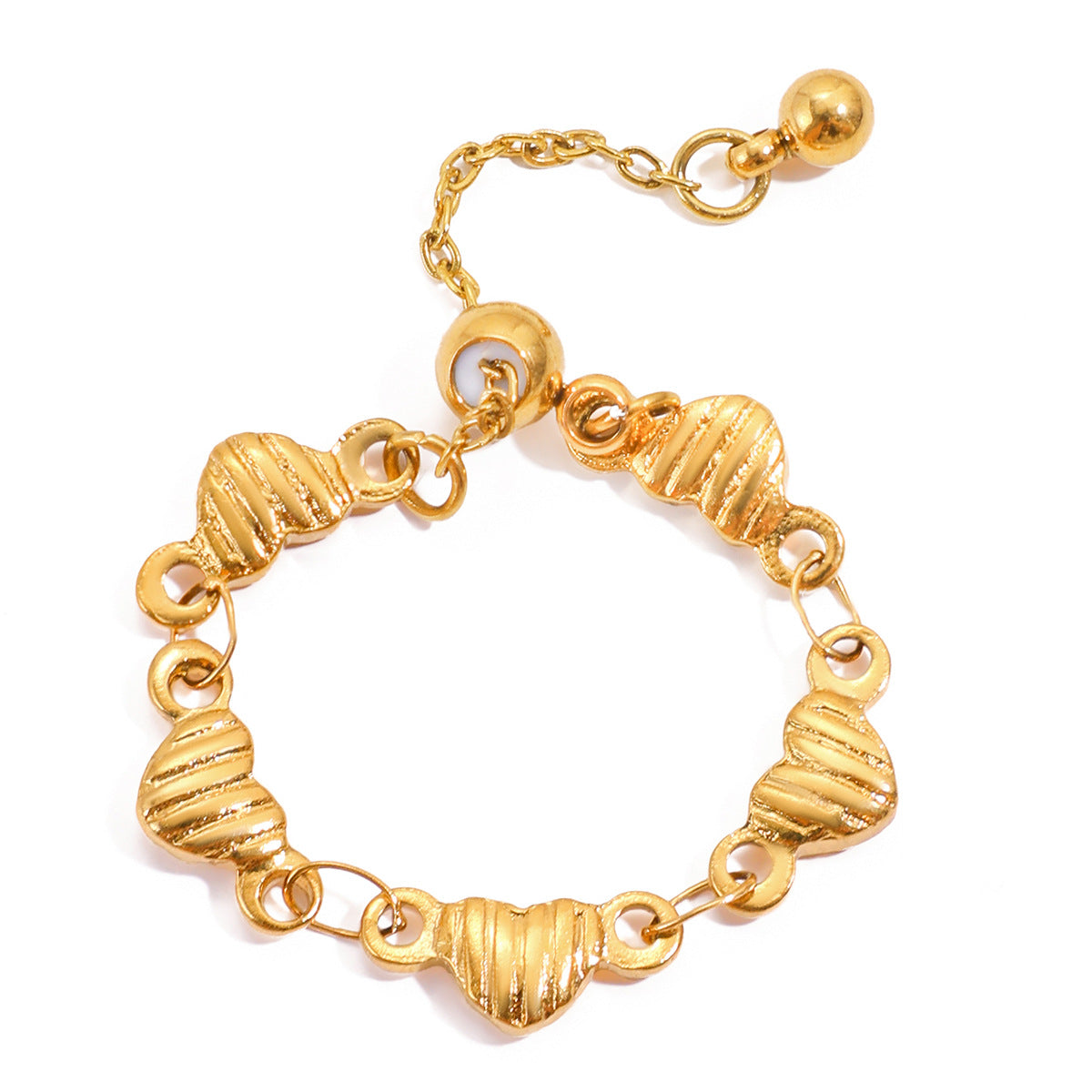 Penelope Gold Tone Heart Chain Ring