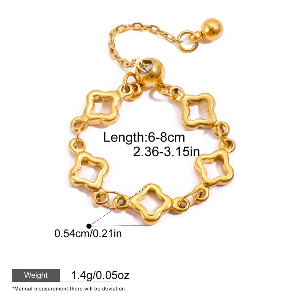 Penelope Gold Tone Clover Chain Ring