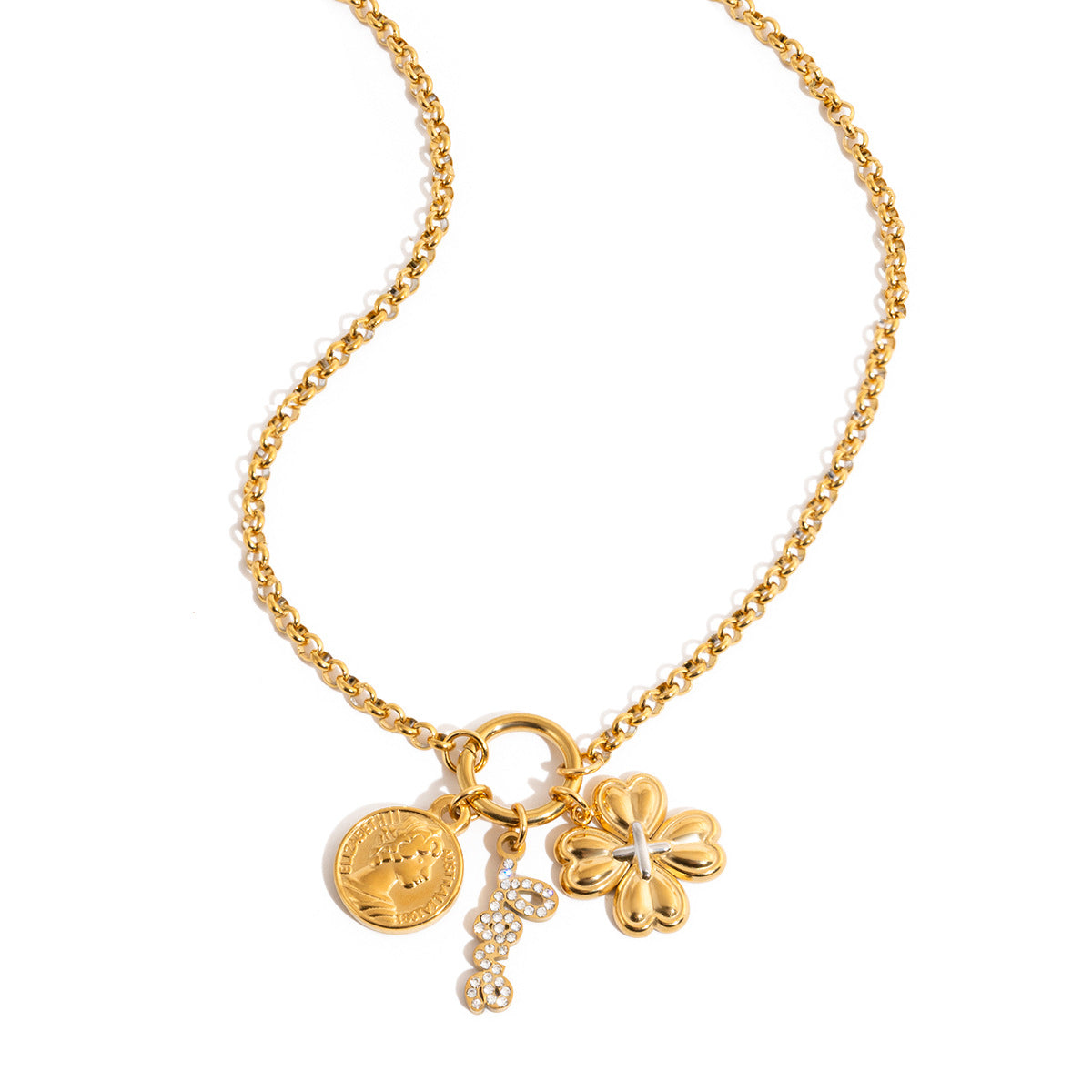 Violet Two Tone Clover and Love Necklace