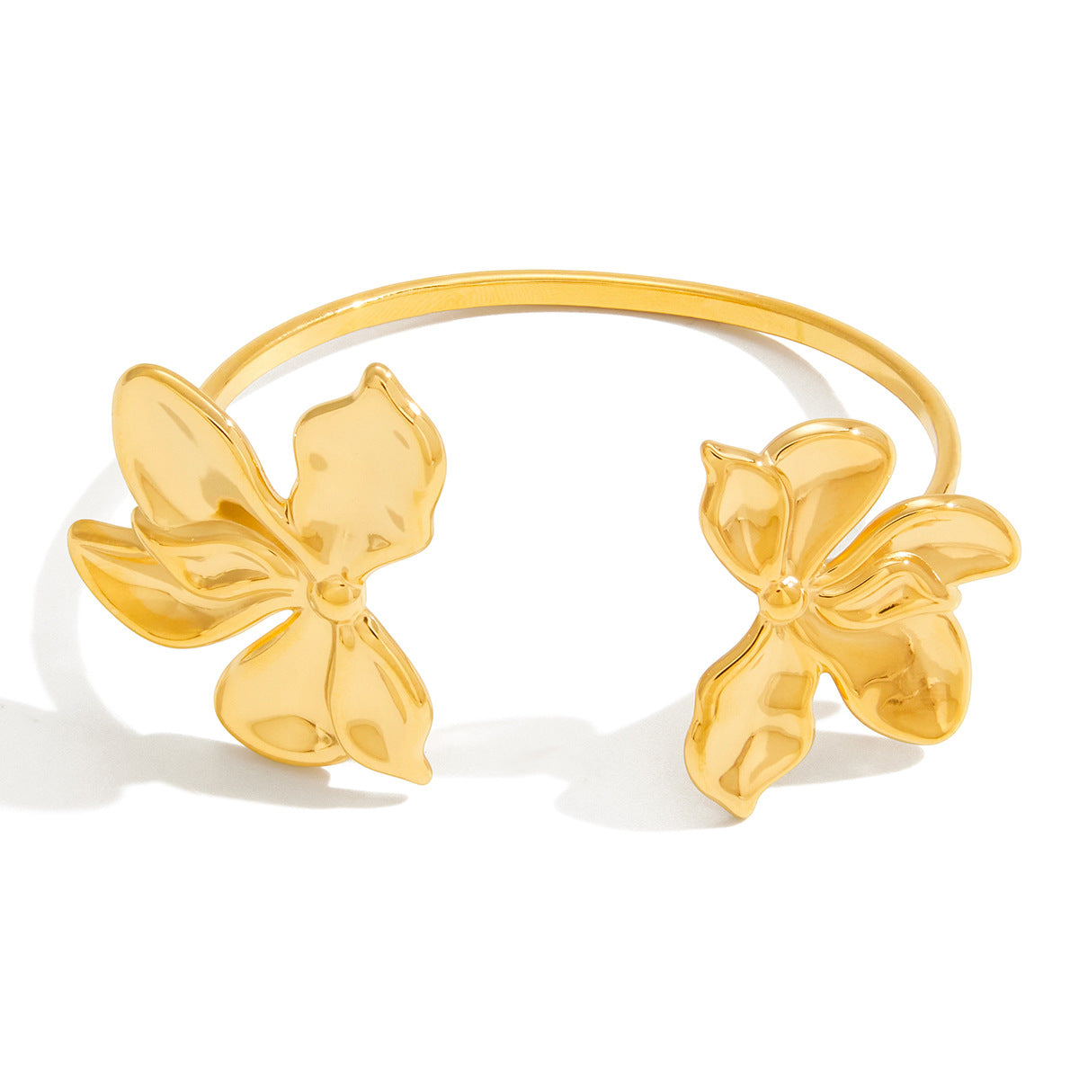 Olivia Gold Tone Flower Statement Bangle