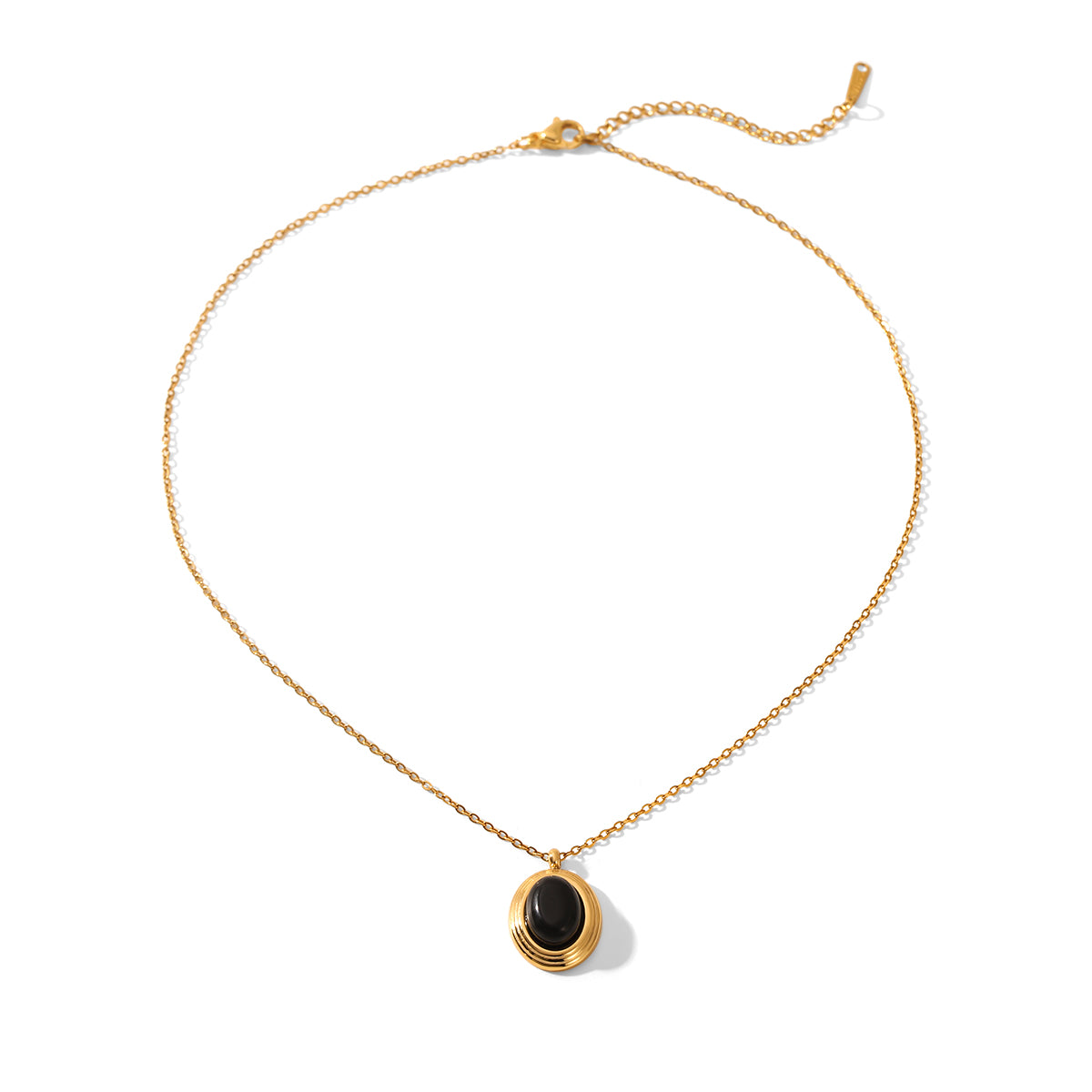 Lillian Gold Tone Black Stone Necklace