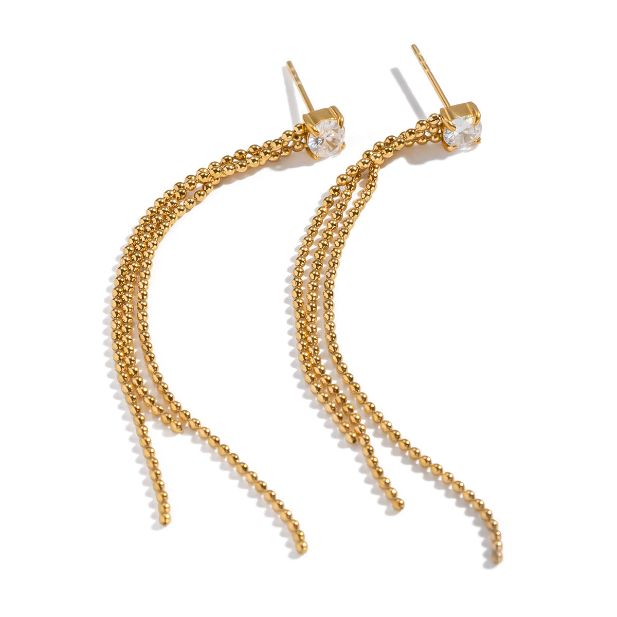Oakley Gold Tone Zircon Drop Earrings