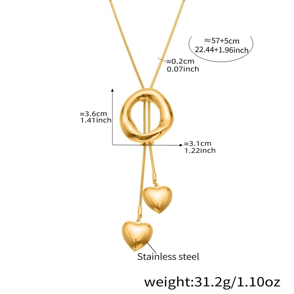 Allison Gold Tone Hearts Drop Necklace