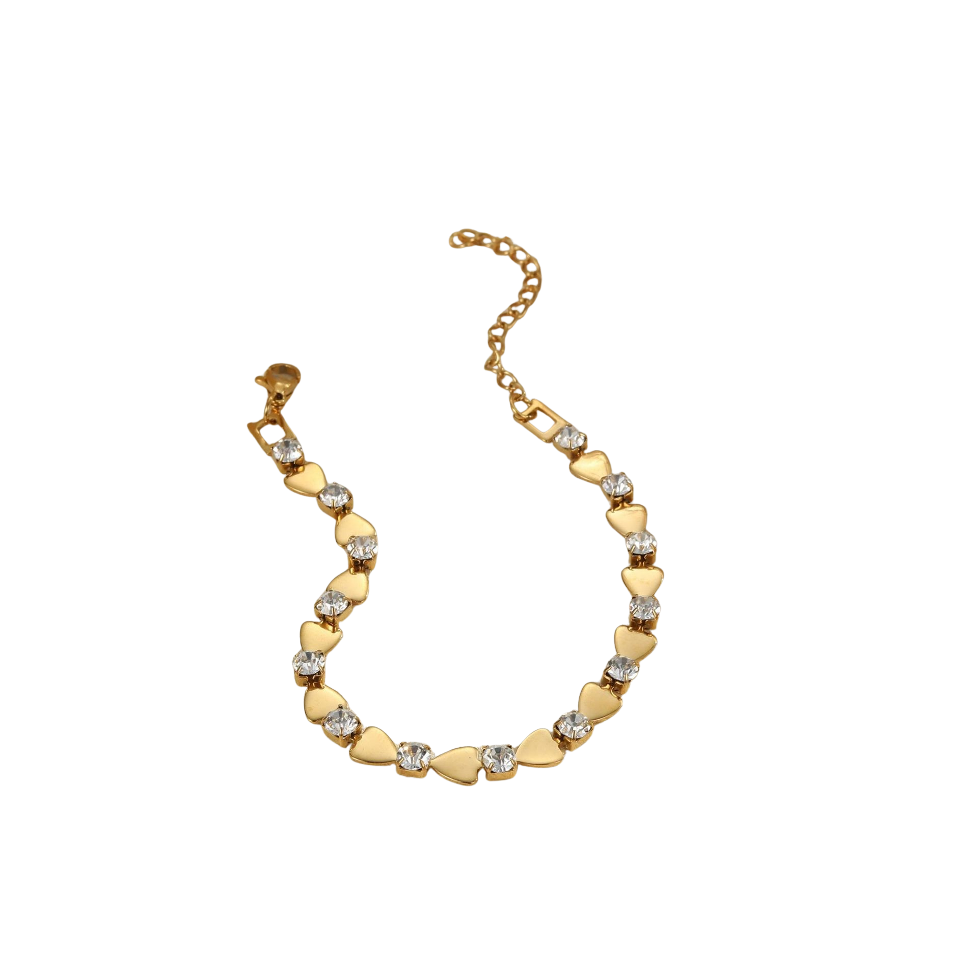 Peyton Gold Tone Hearts White Zircon Bracelet