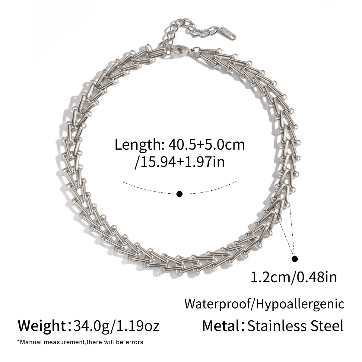 Bella Silver Tone Thick Chain Necklace