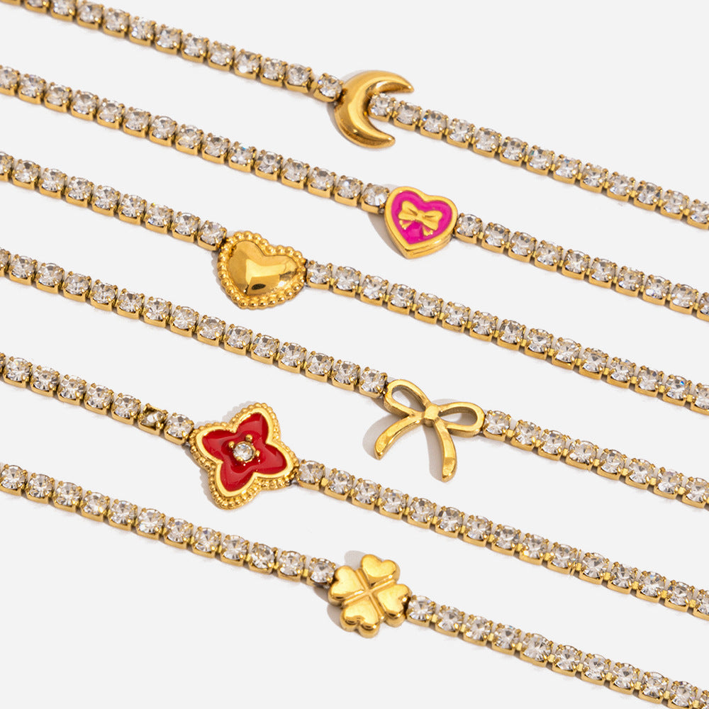 Melody Gold Tone Zircon Heart Bracelet