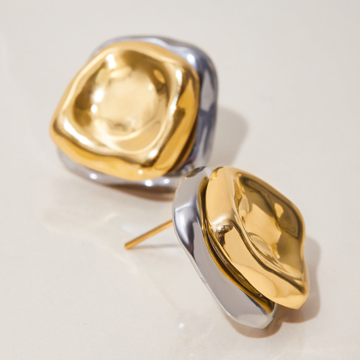 Charlie Two Tone Square Earrings