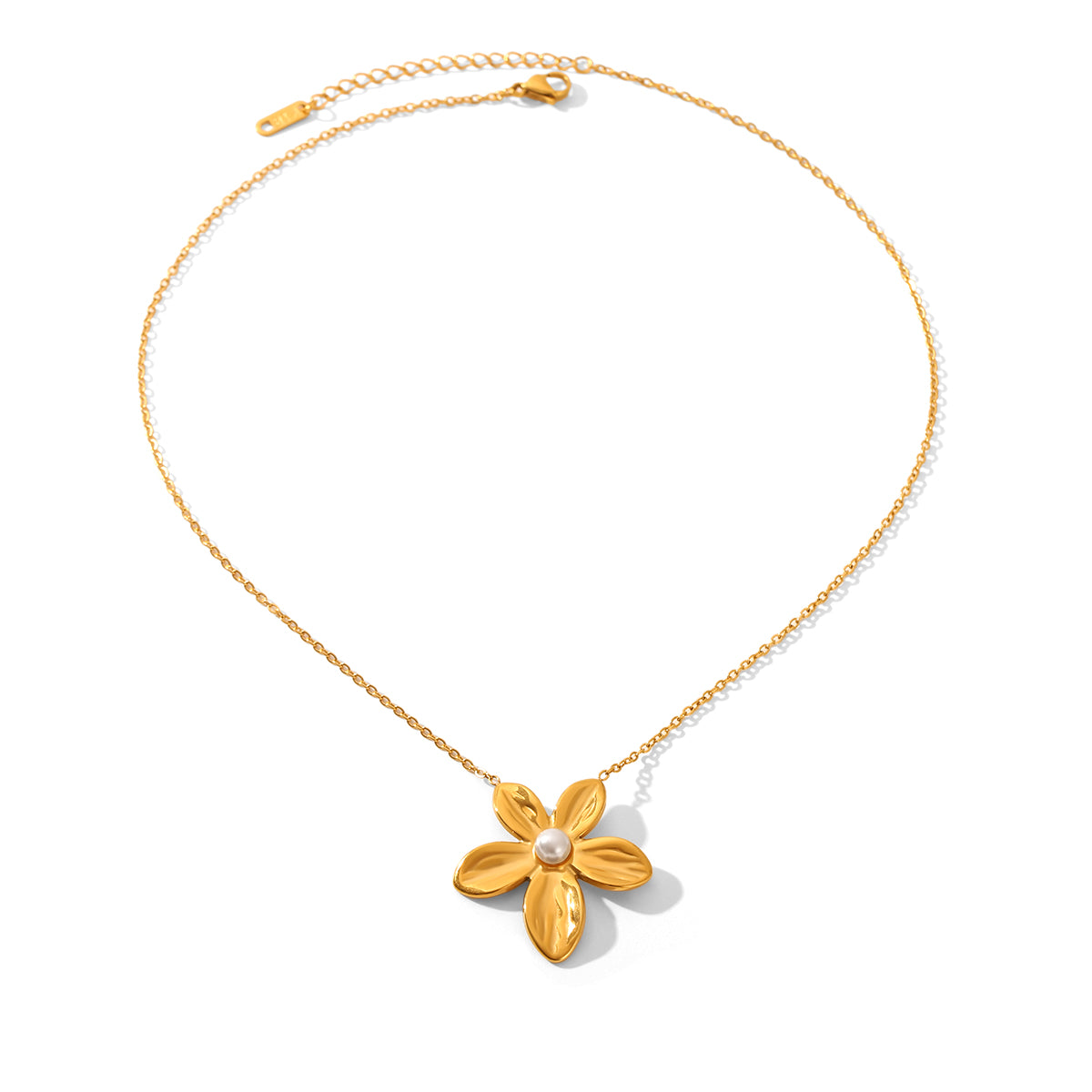 Willow Gold Tone Flower Pearl Necklace