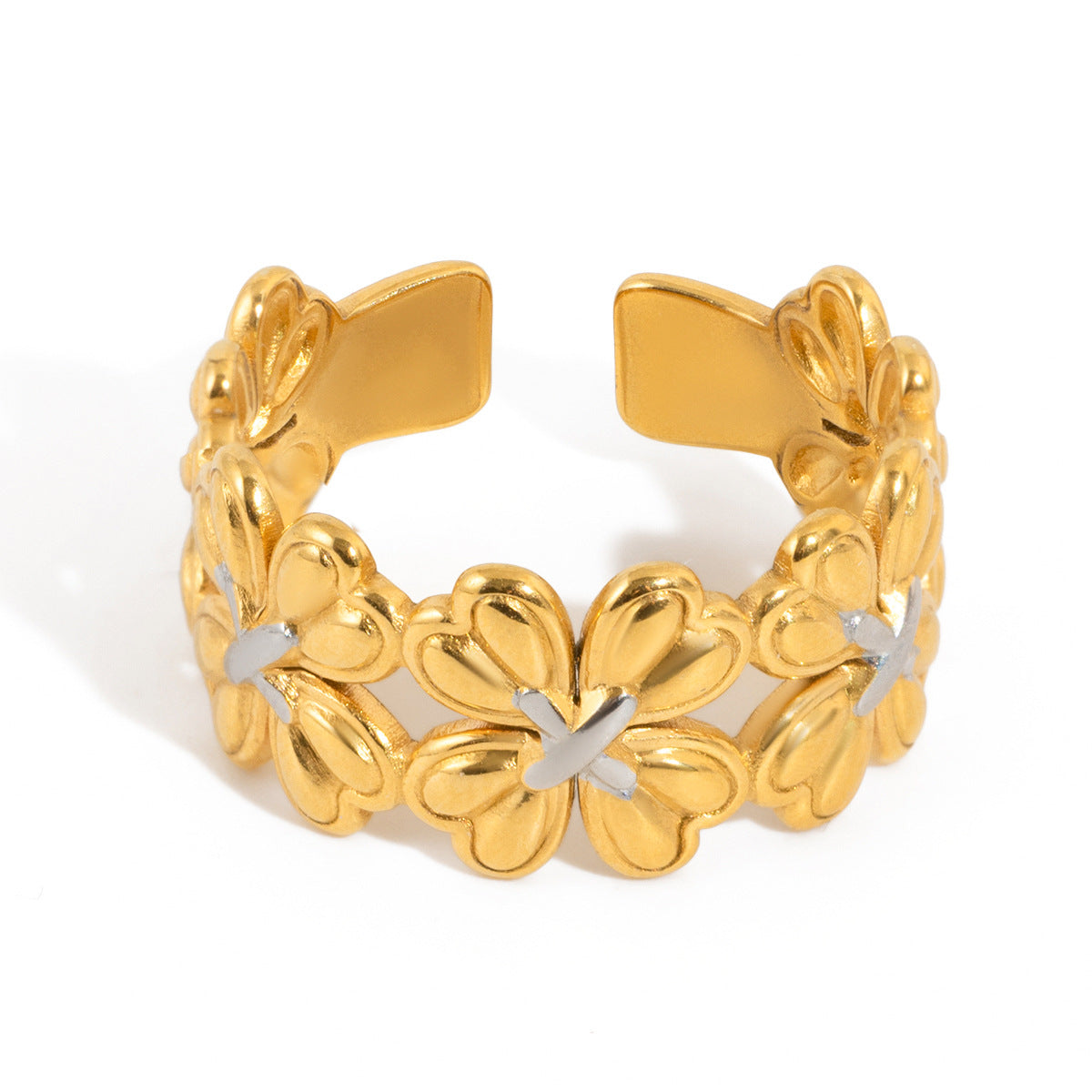 Violet Two Tone Single Clover Ring
