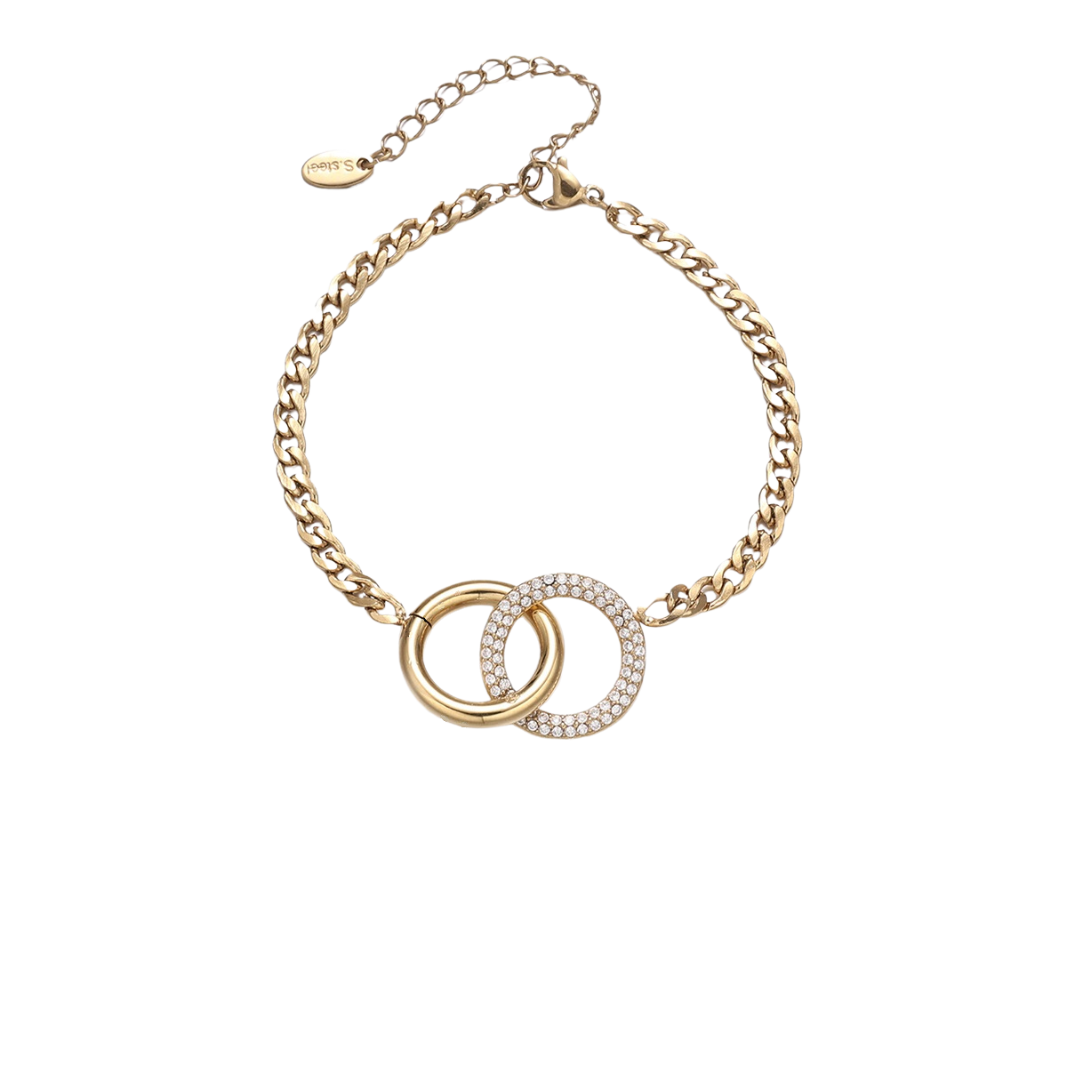Kylie Gold Tone Dual Ring Zircon Bracelet