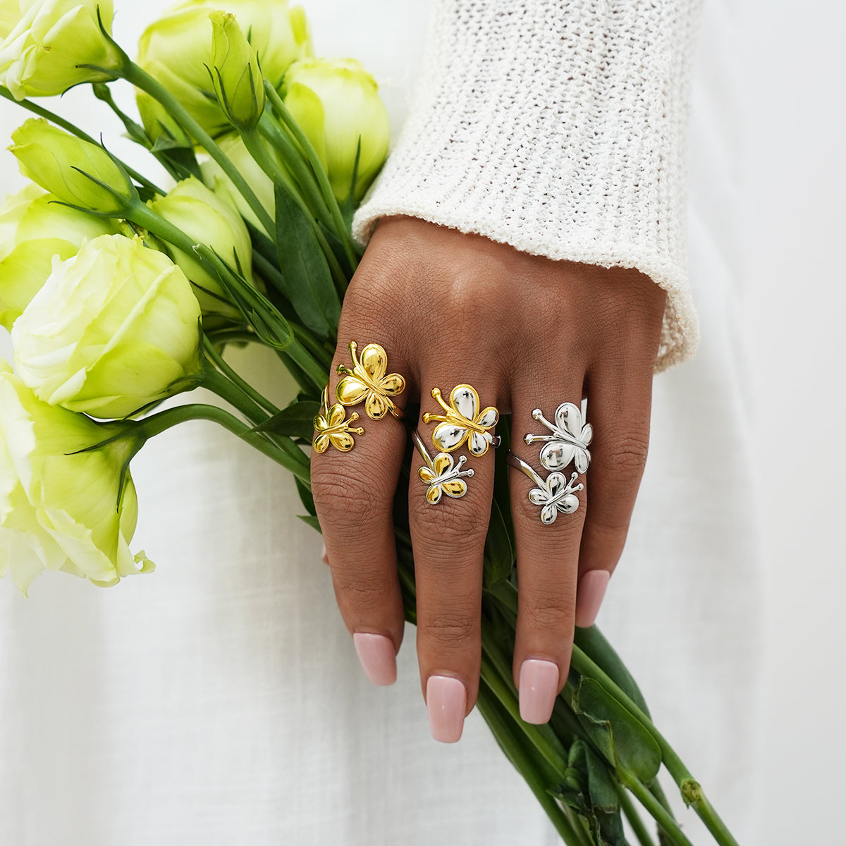 Grace Gold Tone Double Butterfly Ring