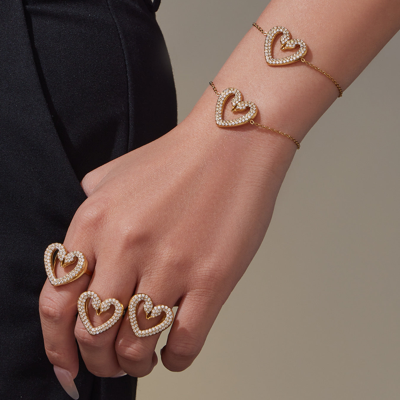 Parker Gold Tone Swan Heart Zircon Ring - Size 7